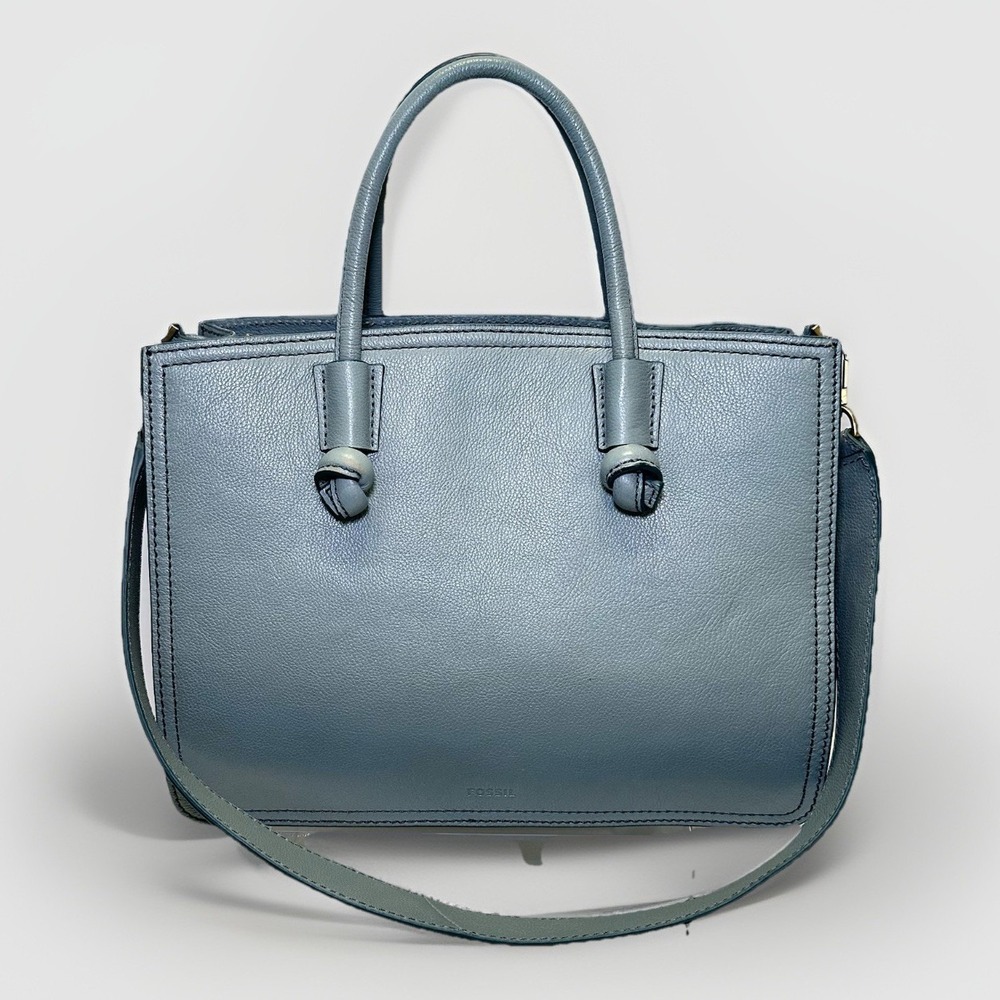 Fossil Skylar Satchel Steel Blue Leather Bag Women Shoulder Bag ZB7369